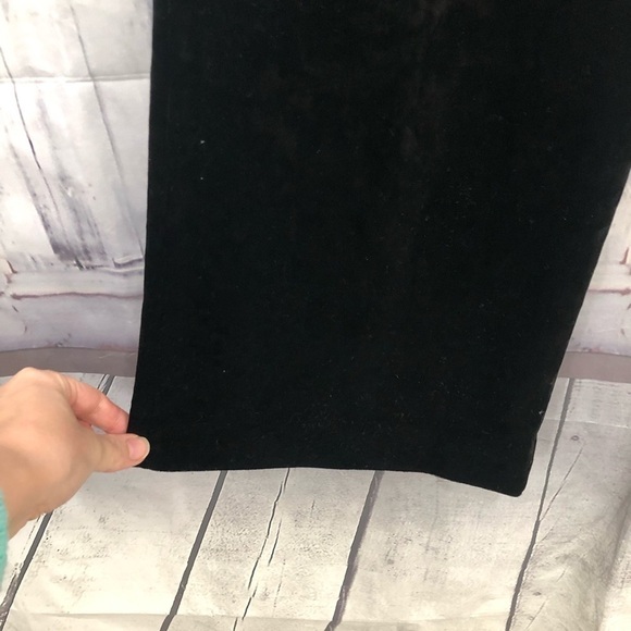 Calvin Klein Size 14 Black Crushed Velvet Wide Leg Trouser Pants Drawstring - Picture 4 of 11